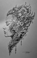 Pentekening 40x50cm: "Roots of Tomorrow", Antiek en Kunst, Ophalen