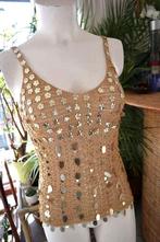 zeldzaam deels transparant zilver T-shirt top, Sans manches, Taille 38/40 (M), Enlèvement ou Envoi, Porté