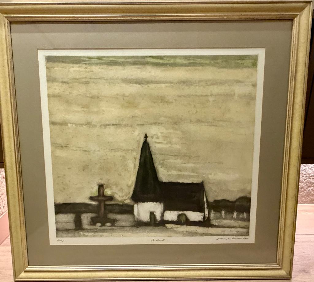 Ingekleurde ets van Armand Apol - La Chapelle, Antiek en Kunst, Ophalen, Gesigneerd, 1900 - 1949, 55 cm