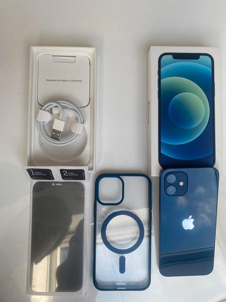 Iphone 12 128 Go bleu foncé, Télécoms, Téléphonie mobile | Apple iPhone, Comme neuf, 128 GB, Sans abonnement, Sans simlock, iPhone 12