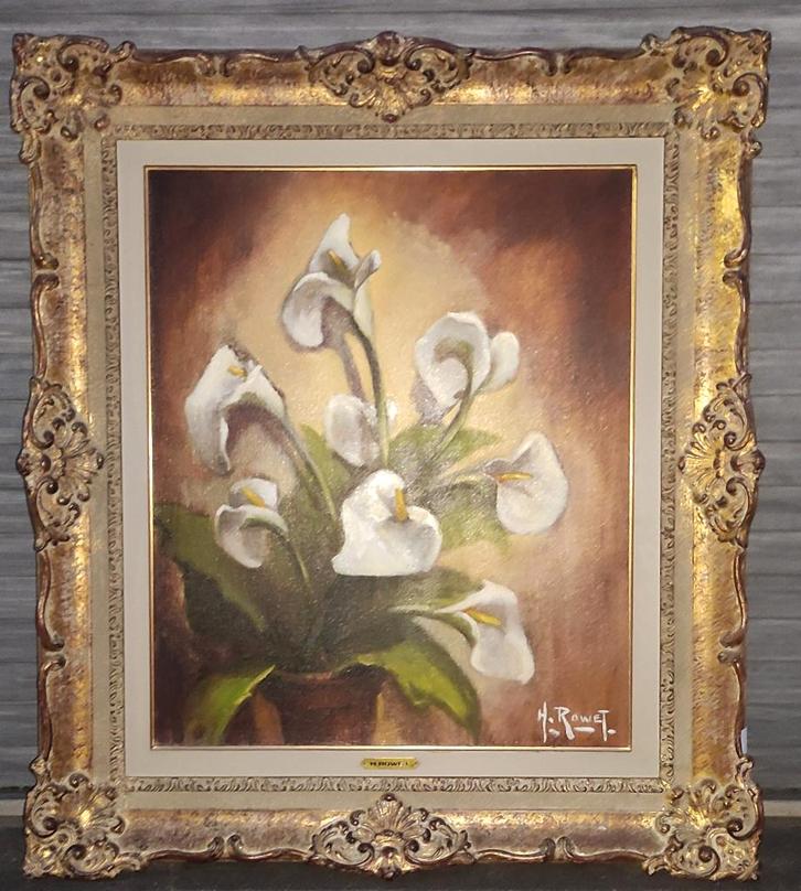 huile sur toile fleur signe henri rowet, Antiquités & Art, Art | Peinture | Classique, Enlèvement ou Envoi