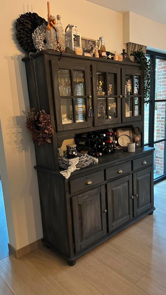 Stijlvolle landelijke buffetkast / vitrinekast, Huis en Inrichting, Kasten | Buffetkasten, Zo goed als nieuw, Met lade(s), Ophalen