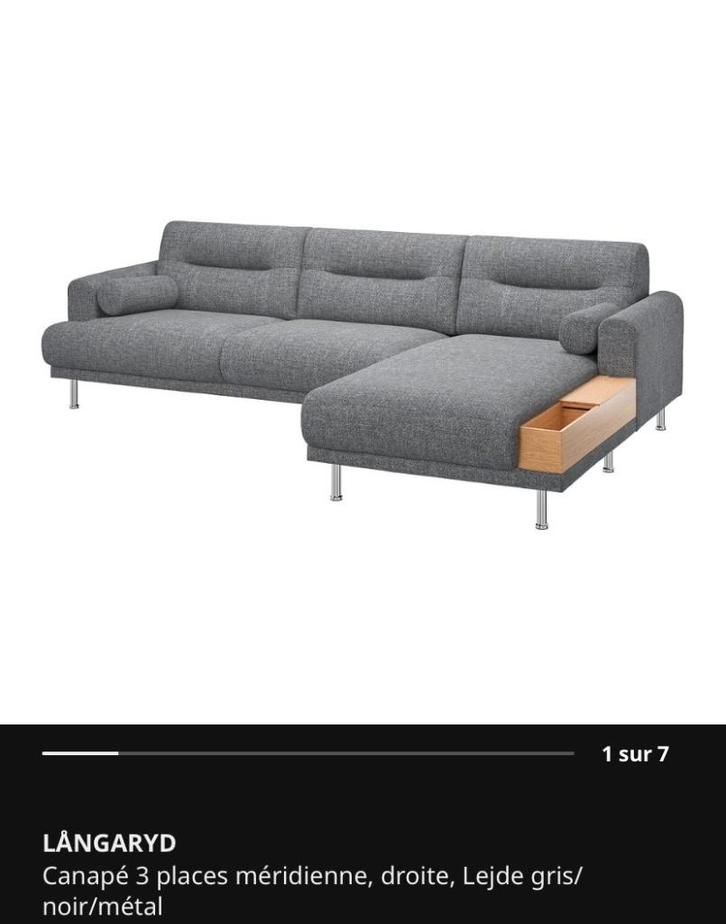 canapé avec méridienne, Huis en Inrichting, Zetels | Zetels, Driepersoons, 250 tot 300 cm, 150 cm of meer, Hout, Stof, Ophalen