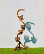 Bamboe slang plantenstandaard 50s * Vintage* Plantenhouder, Ophalen of Verzenden, Zo goed als nieuw, Binnen, 70 cm of meer