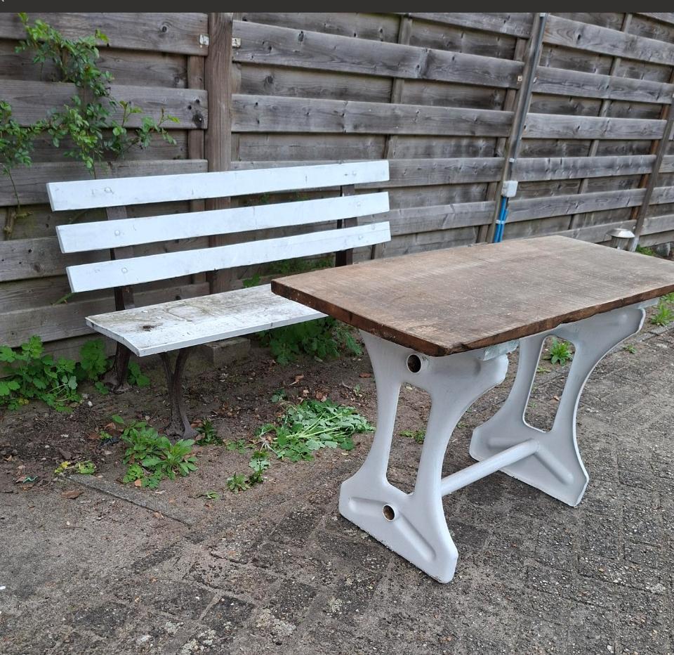 OUDE TUINBANK  +  TAFEL, Tuin en Terras, Ophalen, Gebruikt, Metaal