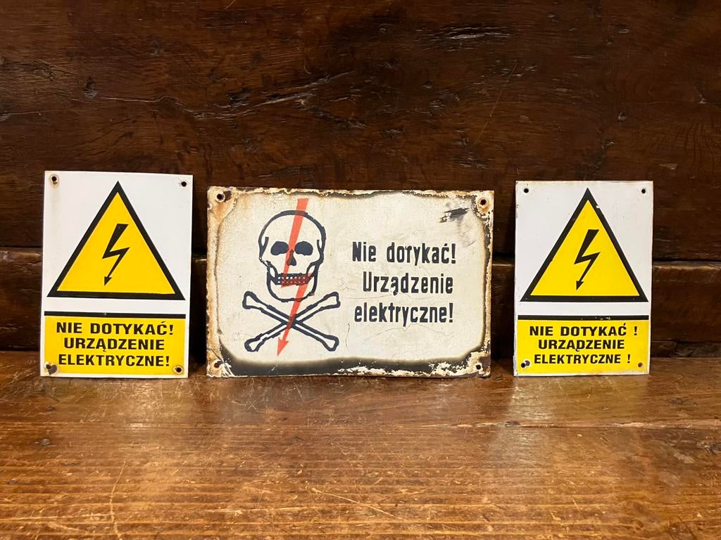 Plaque émaillée industrielle origine Pologne, Antiek en Kunst, Antiek | Email, Ophalen of Verzenden