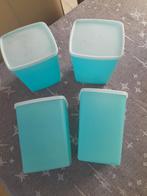 Tupperware 4 Grandes boites ( 1,4 L ) bleu Bon État, Enlèvement ou Envoi, Utilisé, Bleu, Boîte