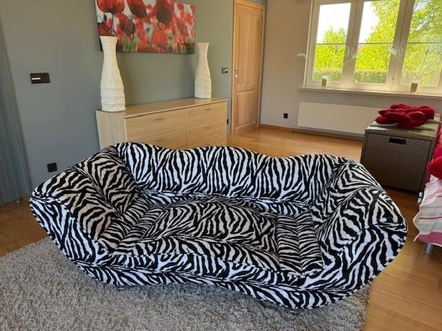 Trendy zebraprint zetels – 1-zit & 2-zit in zeer goede staat, Huis en Inrichting, Ophalen, Zo goed als nieuw, Driepersoons, Stof