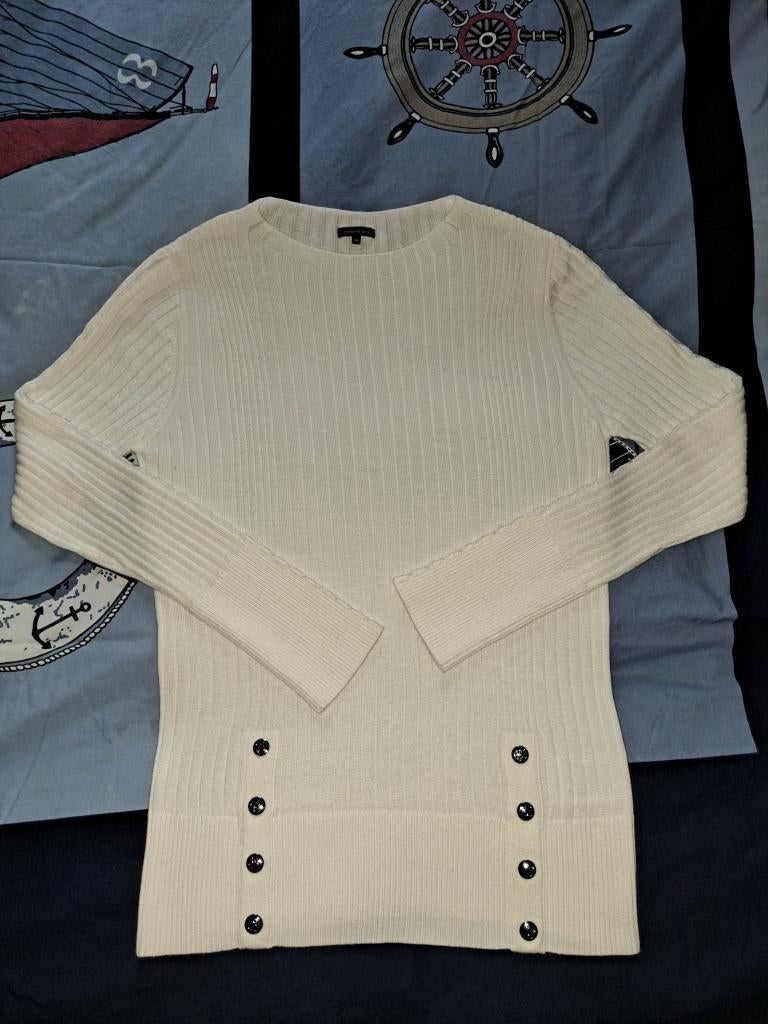 Caroline Biss Trui - Stijlvol opengewerkte mouwen, XL, Wit, Maat 42/44 (L), Ophalen of Verzenden, Zo goed als nieuw