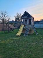 Maisonnette en bois avec tour, toboggan, balançoire,portique, Enlèvement, Utilisé, Toboggan, Partie complémentaire