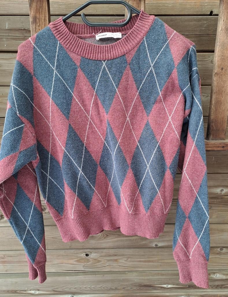 Geruite trui, nieuwstaat, pull & Bear, mt S, Ophalen of Verzenden, Maat 36 (S), Blauw