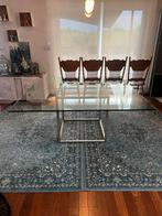 Sueprbe table en verre avec pieds en matiere nickel, Maison & Meubles, Enlèvement, Comme neuf, Verre