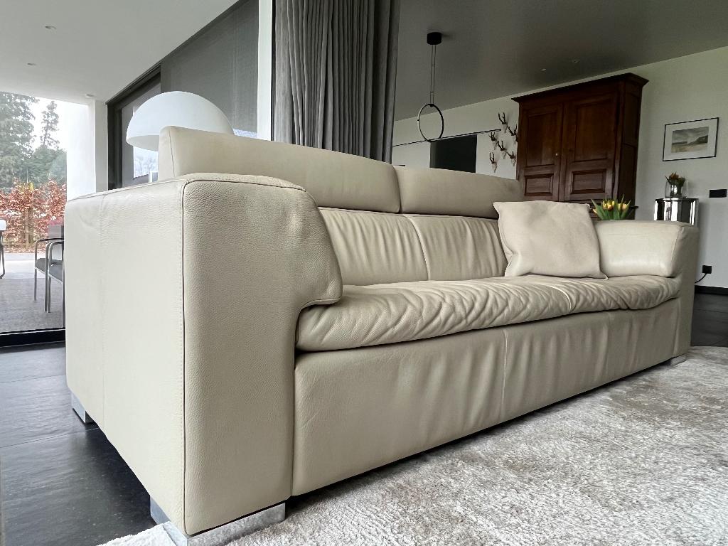 MOOIE LEDEREN 2/3 PERSOONSBANK VAN LEOLUX, Ophalen, Gebruikt, Driepersoons, Rechte bank