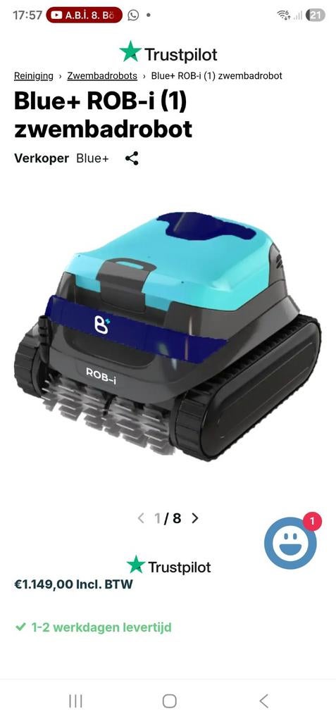 Nieuwe zwembadrobot 1maal getest voor demo, Ophalen