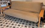 Design slaapzetel / sofa in massief hout, Ophalen, Gebruikt, Beige, 140 cm