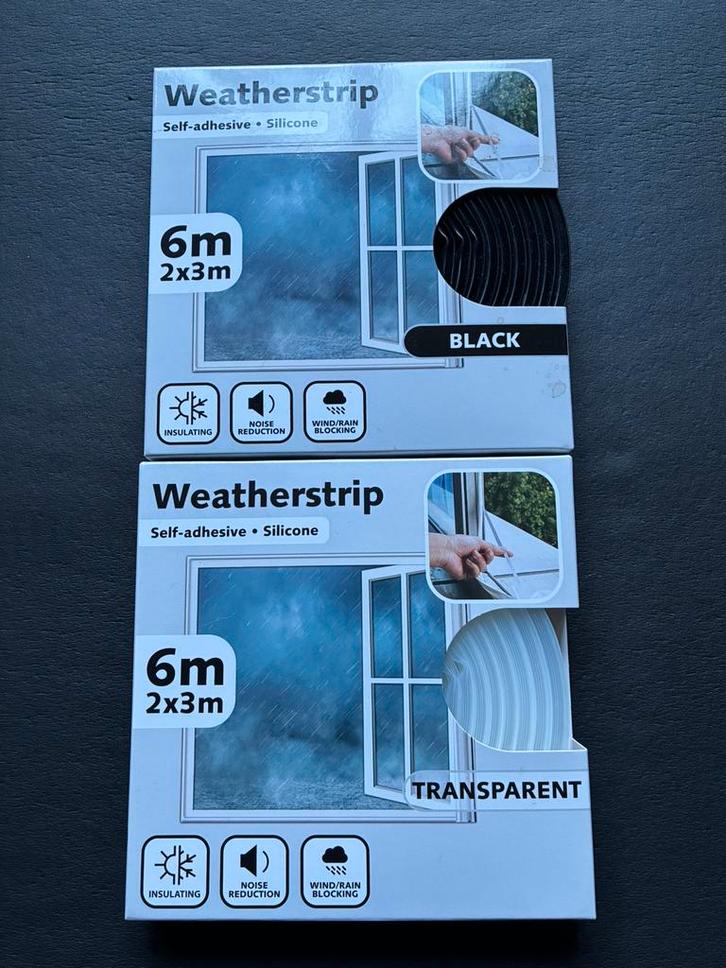 Ruban d'étanchéité, 6 mètres, autocollant, noir et blanc, Bricolage & Construction, Fenêtres & Moustiquaires, Neuf, Enlèvement ou Envoi