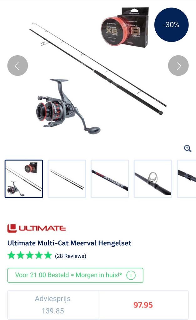 Meervalhengel set, Watersport en Boten, Hengelsport | Algemeen, Ophalen, Nieuw, Complete hengel