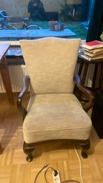 zeteltje beige met bruine leuning en poten., Antiek en Kunst, Ophalen