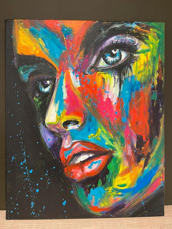 Abstract kleurrijk schilderij Mk Art, Antiek en Kunst, Kunst | Schilderijen | Abstract, Ophalen of Verzenden