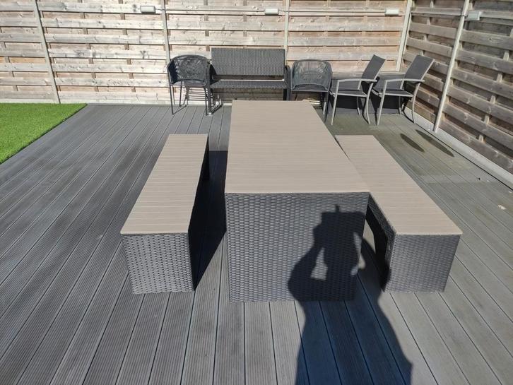 Tuintafel met banken, Tuin en Terras, Terrasdelen en Vlonders, Composiet, Ophalen