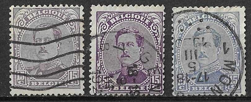 Belgique OPC 139 Variétés de couleurs de H.M. King Albert I, Enlèvement ou Envoi, Affranchi, Maison royale