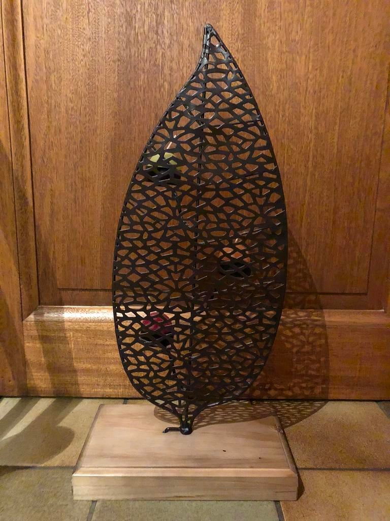 Bougeoir vintage en forme de feuille 50cm!!!!, Maison & Meubles, Enlèvement ou Envoi, Comme neuf, Brun, Bois