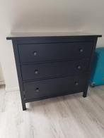 Commode noire Hemnes 3 tiroirs avec plateau en verre, Enlèvement, Verre