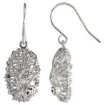 Ovale Filigree zilveren oorbellen met Brilliant Cut zirkonia, Nieuw, Ophalen of Verzenden, Met edelsteen, Zilver