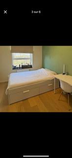 Lit BRIMNES avec sommiers et matelas 160 x 200, Ophalen, Wit, Tweepersoons, Zo goed als nieuw