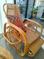 Vintage rotan ligstoel, Tuin en Terras, Ophalen, Rotan, Verstelbaar