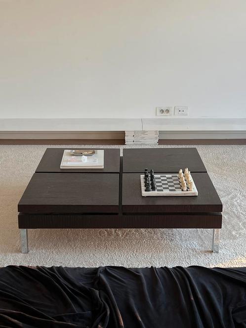 Vintage houten salontafel met chroom poten, Huis en Inrichting, Tafels | Salontafels, Ophalen