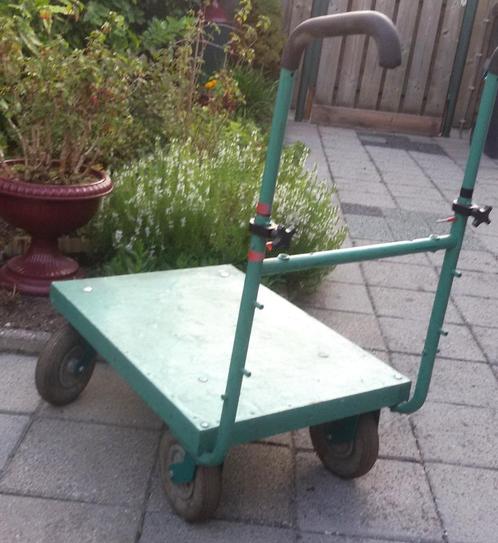 VINTAGE TRANSPORT WAGENTJE MASSIEV, ZWARE DINGEN VERPLATSEN, Auto diversen, Aanhangers en Bagagewagens, Gebruikt, Ophalen
