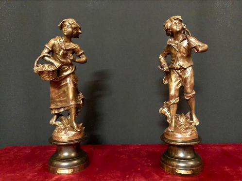 Twee mooie bronzen beelden getekend ,in heel mooie staat, Antiek en Kunst, Antiek | Brons en Koper, Brons, Ophalen