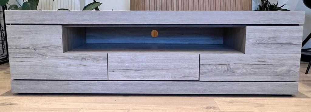 Tv-meubel ETNA groot - Millenium Oak Light Grey, Ophalen, Gebruikt, 150 tot 200 cm, Minder dan 100 cm