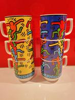 Twee sets Keith Haring Könitz stapelbekers geel en blauw, Ophalen of Verzenden, Nieuw, Porselein, Kop en/of schotel
