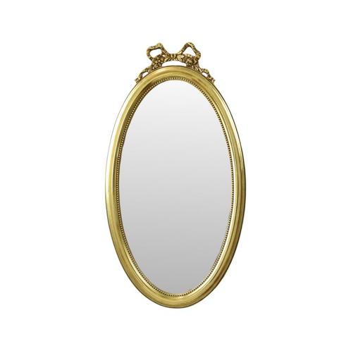 Klassieke Ovale Gouden Spiegel Lint Decoratie Frankrijk 58cm, Antiek en Kunst, Antiek | Spiegels, Minder dan 50 cm, Minder dan 100 cm