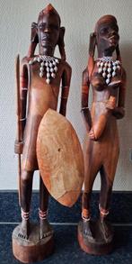 Koppel Afrikaanse beelden, Collections, Statues & Figurines, Humain, Enlèvement, Utilisé