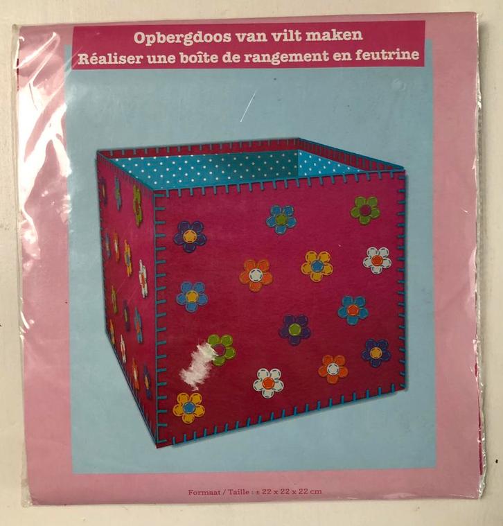 nieuw: DIY opbergdoos van vilt maken roze met bloemen, Hobby en Vrije tijd, Knutselen, Nieuw, Knutselwerk, Ophalen of Verzenden