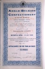 Anglo-Belgian Confectionery - Antwerpen - kapitaalsaandeel v, Postzegels en Munten, Aandelen en Waardepapieren, Ophalen of Verzenden