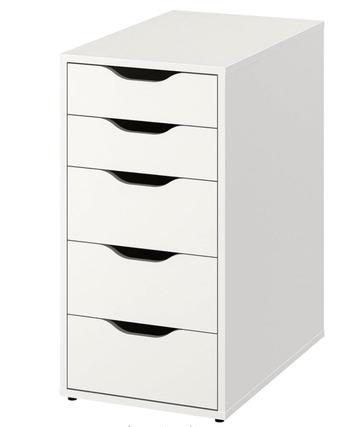 5 Ikea caissons  tiroirs Alex pour bureau  36 x 70 cm Blanc