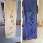 2 coupons de tissu soyeux avec broderies, perles....., Ophalen, Overige materialen, Blauw, 120 cm of meer