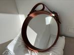 Miroir design avec cuir véritable, Comme neuf, Enlèvement ou Envoi