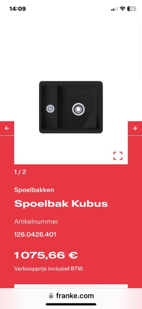 Fraceram dubbele zwarte  spoelbak Franke, Huis en Inrichting, Keuken | Keukenelementen, Nieuw, 100 tot 150 cm, 50 tot 100 cm, 25 tot 50 cm