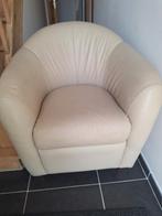 Club beige leer, Huis en Inrichting, Fauteuils, Ophalen, Gebruikt, Leer
