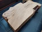 Rustieke massieve boomstamtafel ( verrijdbaar), Huis en Inrichting, Tafels | Salontafels, 50 tot 100 cm, Zo goed als nieuw, 150 tot 200 cm