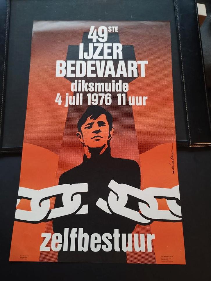 ijzerbedevaart affiche 1976 andre sollie 60 op 37 cm., Verzamelen, Posters, Ophalen of Verzenden