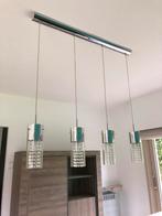 Hanglamp met 4 pendel uit glas, Huis en Inrichting, Lampen | Hanglampen, Ophalen, Gebruikt, Glas