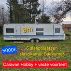Caravan Hobby 8m vaste voortent 6 slaapplaatsen camping bouw, Caravans en Kamperen, Caravans, Rondzit, Hobby, 7 tot 8 meter, Bedrijf