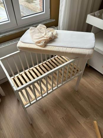 Wit babywiegje 80x40 + matras +aerosleep topper + 2 hoezen, Kinderen en Baby's, Babywiegjes en Ledikanten, Zo goed als nieuw, Ophalen