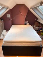 Bed 1m40 met 4 laden + bijpassend nachtkastje, Huis en Inrichting, Slaapkamer | Bedden, Ophalen, Zwart, Tweepersoons, 140 cm